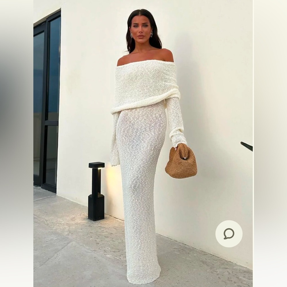 Meshki Off-Shoulder Ivory Maxi Dress